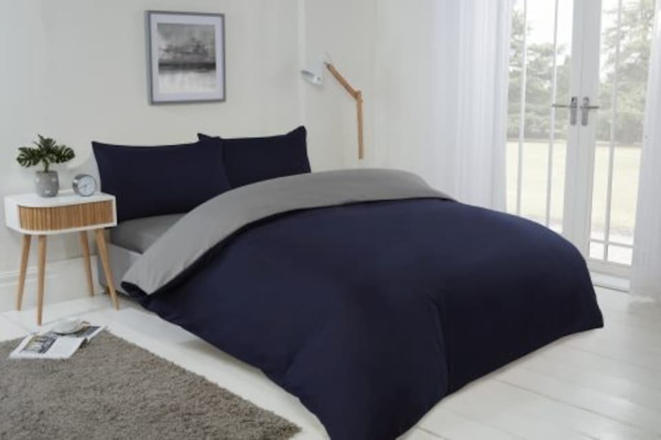 image 1 of Brights Reversible Duvet King Bed NavyGrey