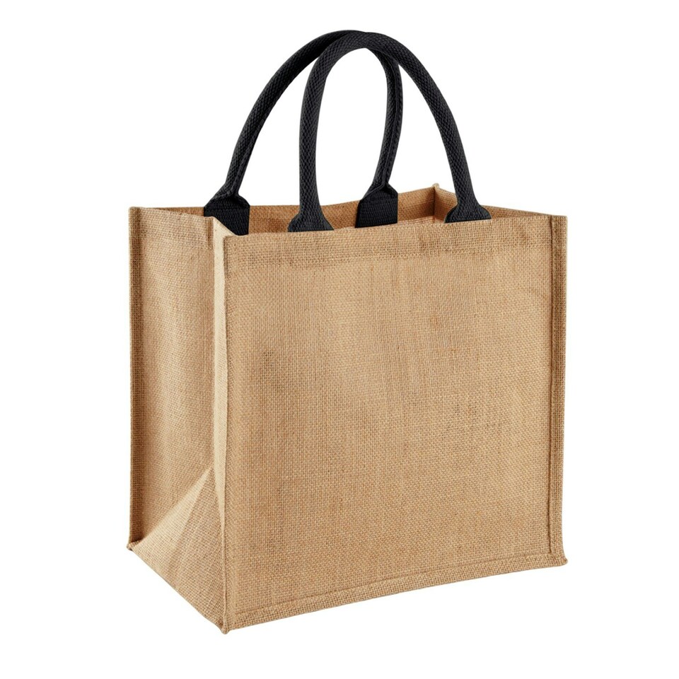 image 1 of Westford Mill Midi Jute Tote Bag - Natural/Black - One Size (UTRW9917) | Multi