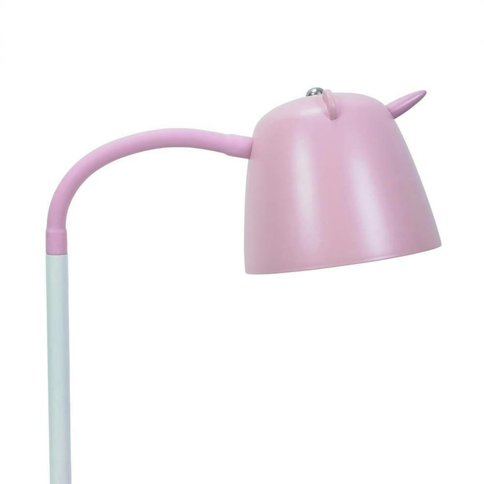 image 1 of ValueLights Adjustable Unicorn Painted Pink Table Lamp with Pink Dome Shade and Integrated LED 5W Neutral White Bulb