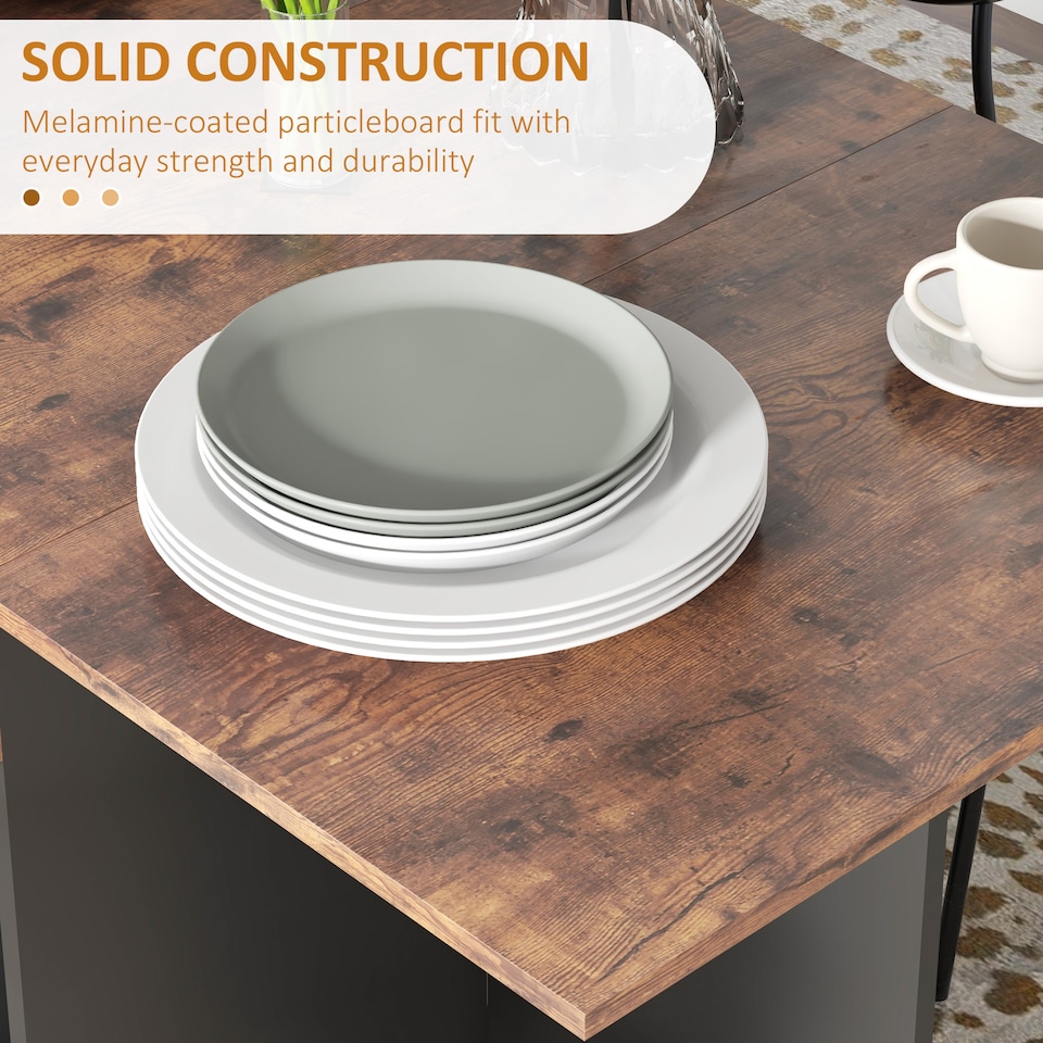 image 1 of HOMCOM Foldable Dining Table, Drop Leaf Table with Storage, Rustic Brown