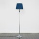 image 2 of ValueLights Faulkner Modern Polished Chrome Spindle Design Floor Lamp with Navy Blue Tapered Shade - with LED GLS Bulb Blue