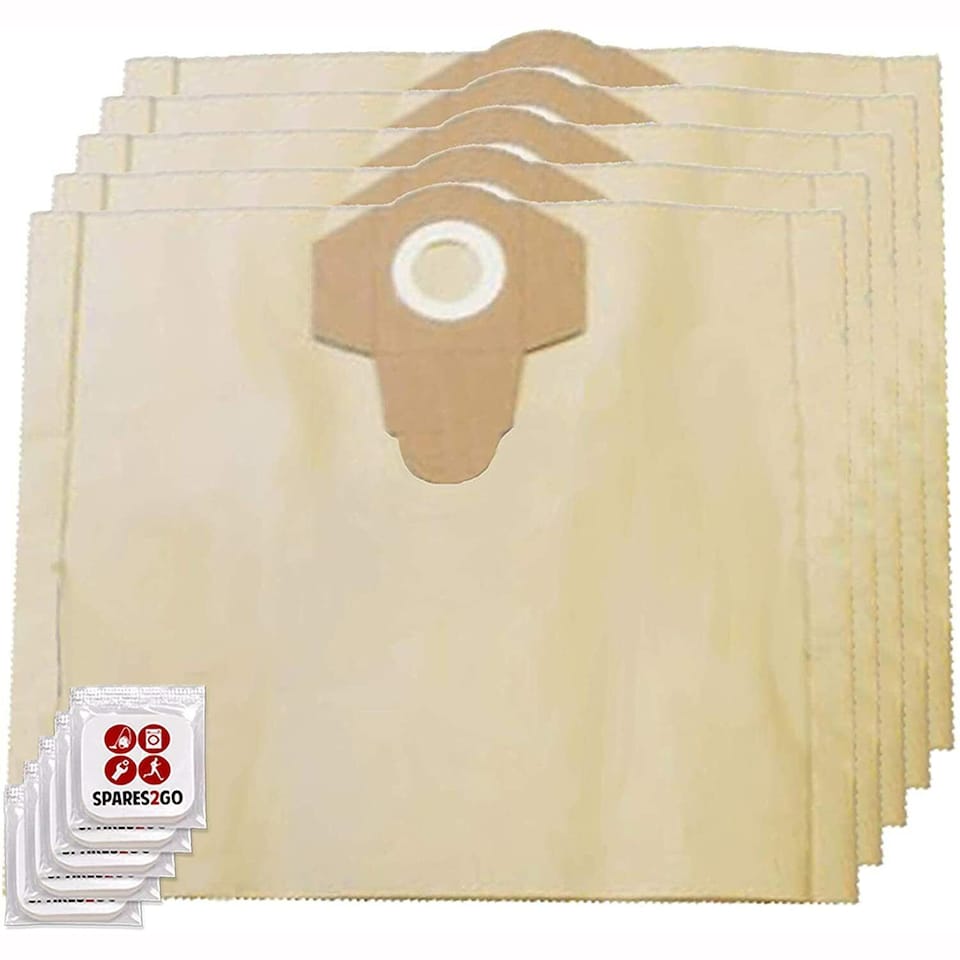 image 1 of SPARES2GO Dust Bags for Aldi Ferrex TVC1401.1 Vacuum Cleaner (Pack of 5) + 5 Freshener Tabs