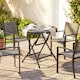 image 2 of Outsunny Round Garden Dining Table for 4, Foldable Outdoor Table for Garden