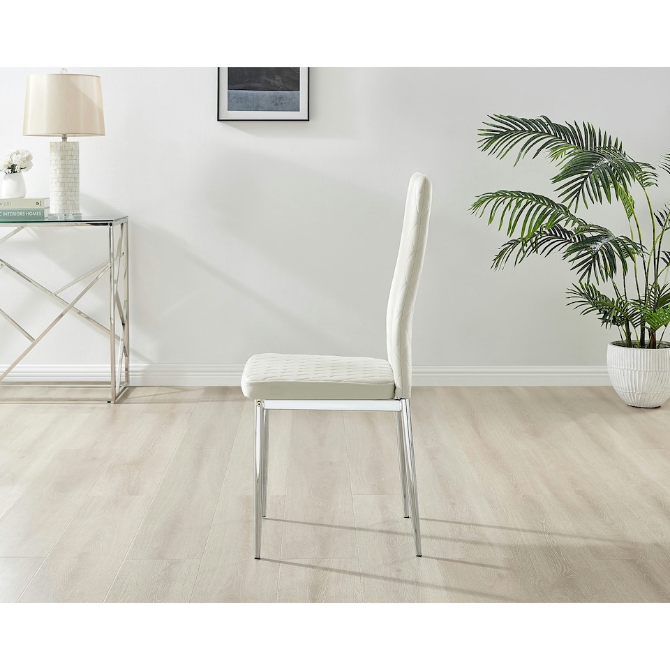 image 1 of Furniturebox 4x Milan Dining Chair Cream Velvet Silver Legs