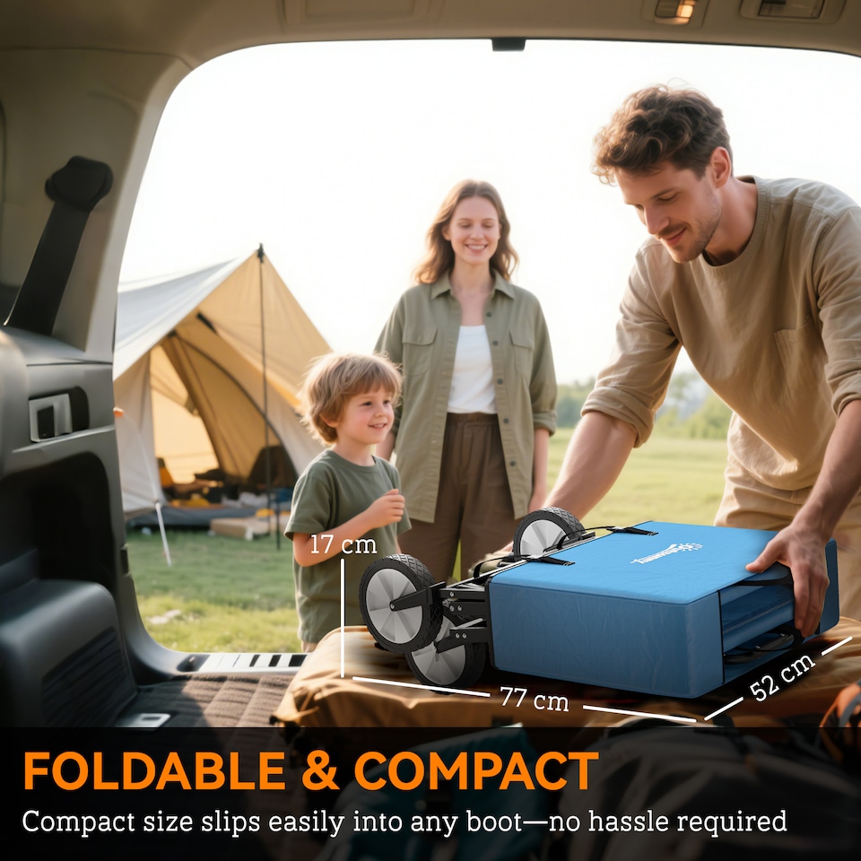 image 1 of Outsunny Folding Outdoor Storage Trolley Cart Bag Telescopic Handle Brakes Blue