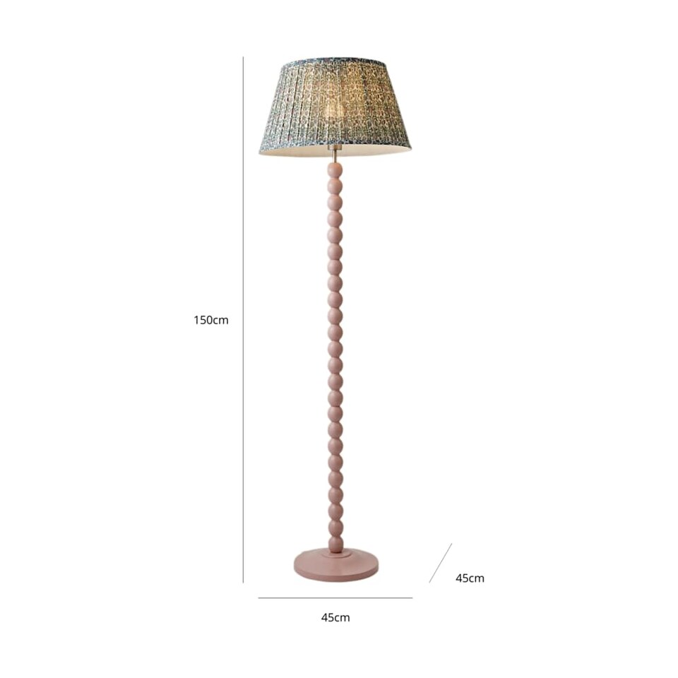image 1 of ValueLights Bobbins Pink Floor Lamp Floral Pleated Shade and Bulb | Pink