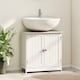 image 2 of HOMCOM Basin Sink Vanity Cabinet Toilet Bathroom Shelf Door Storage Wooden | White | White