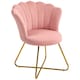 image 1 of HOMCOM Accent Chair, Velvet Armchair with Lotus Backrest, Steel Legs, Pink