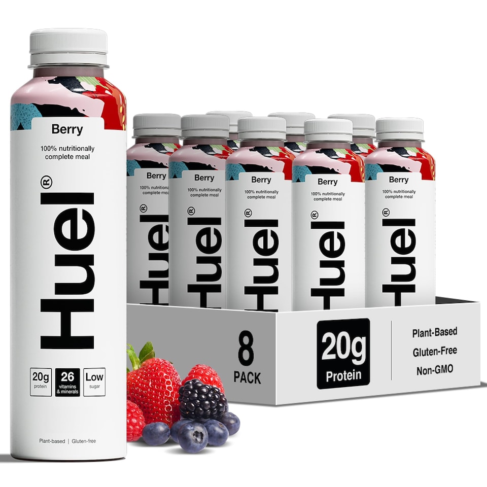image 1 of Huel Ready-to-Drink Meal, Berry Protein Drink, 500ml Bottles (Pack of 8) - Protein Shakes, Pre-Portioned Meal, 20g of Protein per Bottle