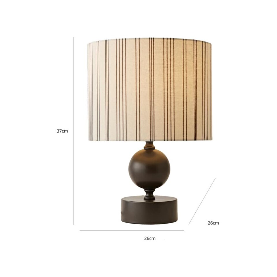 image 1 of ValueLights Anthony Candlestick Table Lamp Linen Stripe Shade and Bulb