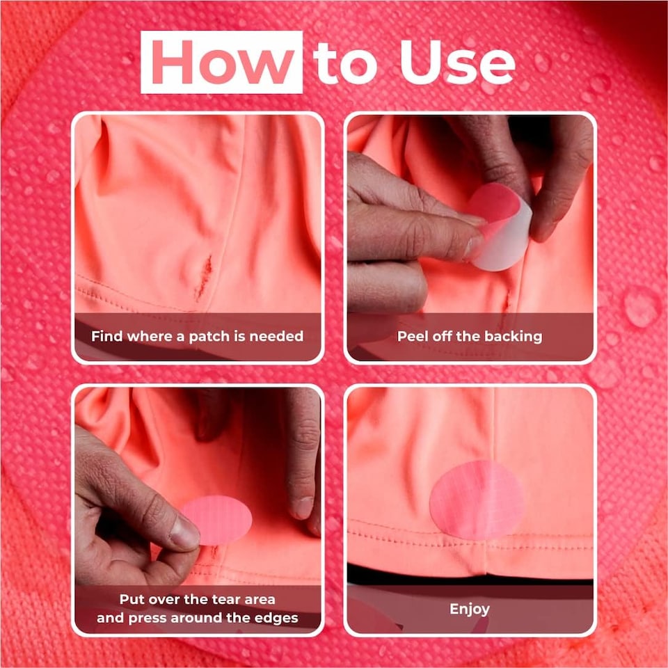 image 1 of aZengear Repair Patches for Jackets, Tent, Shoe, Gear - Waterproof, Self-Adhesive, Tear-Cold-Heat-Resistant (11 Pieces, Pink)