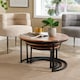 image 2 of Nest 3 Tables Solid Acacia Wooden Top Home Compact Furniture Design Living Room