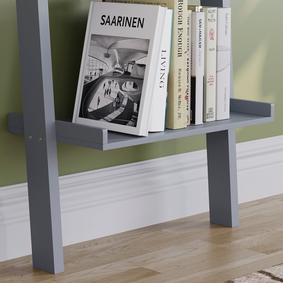 image 1 of Vida Designs York 4 Tier Ladder Bookcase Display Storage, Grey