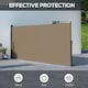 image 4 of Outsunny Side Awning Retractable, Privacy Screen, 400x160cm, Khaki | Brown | Khaki | 1