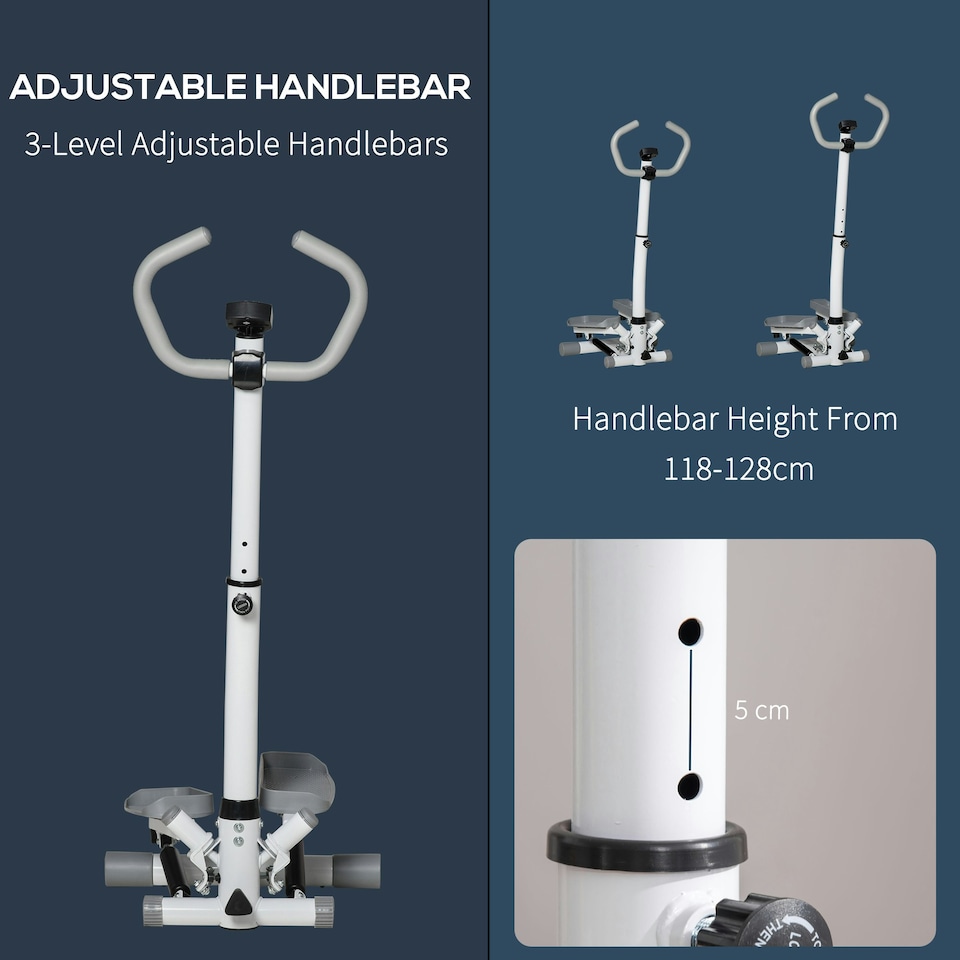 image 1 of HOMCOM Adjustable Twist Stepper Step Machine For Home Gym Aerobic Workout