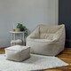 image 3 of icon Natalia Chenille Adults Bean Bag Armchair and Pouffe, Ready Filled Large Beanbag and Footstool Natural Beige Cream