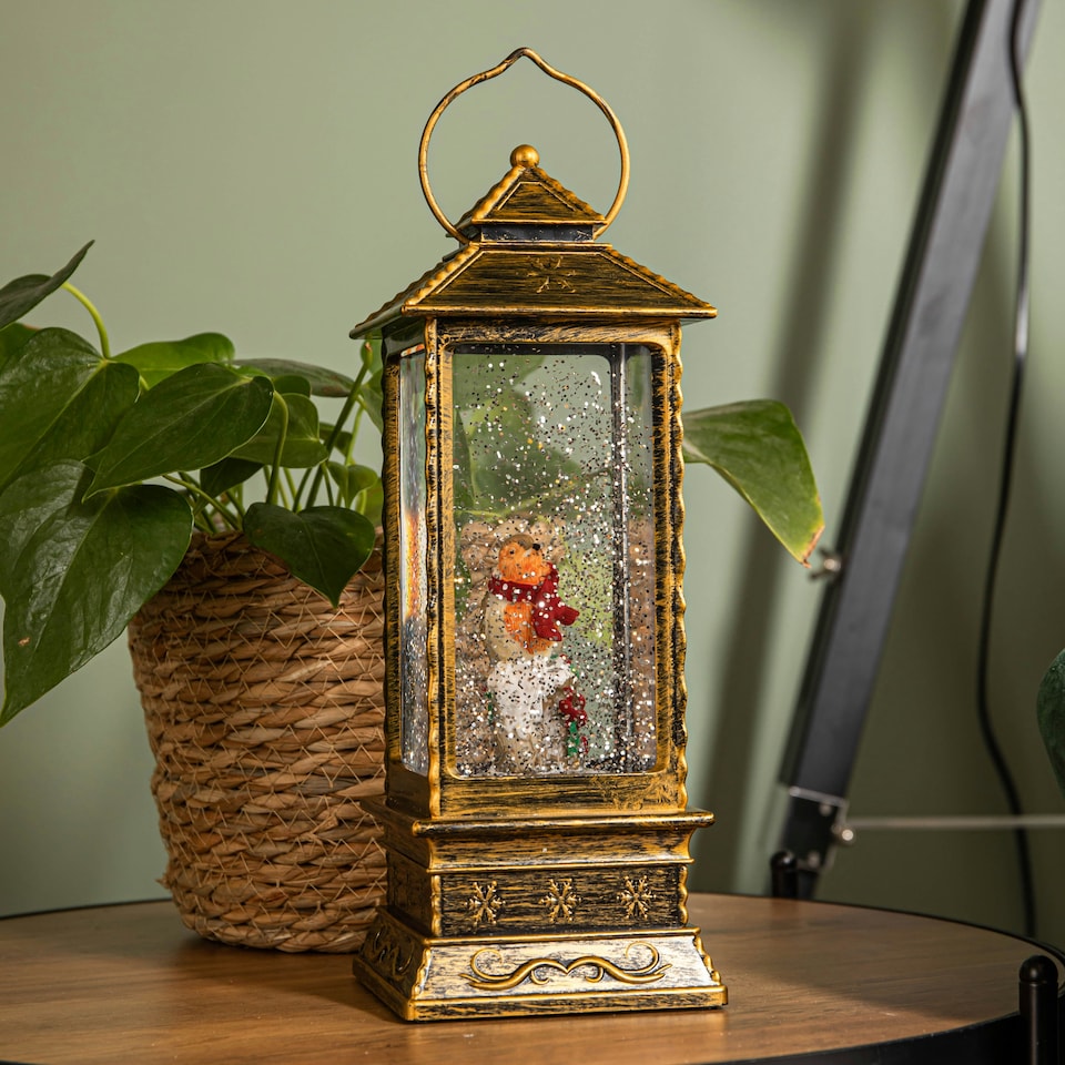 image 1 of 28cm Dual Powered Light up Christmas Robin with Red Scarf Water Spinner & LEDs