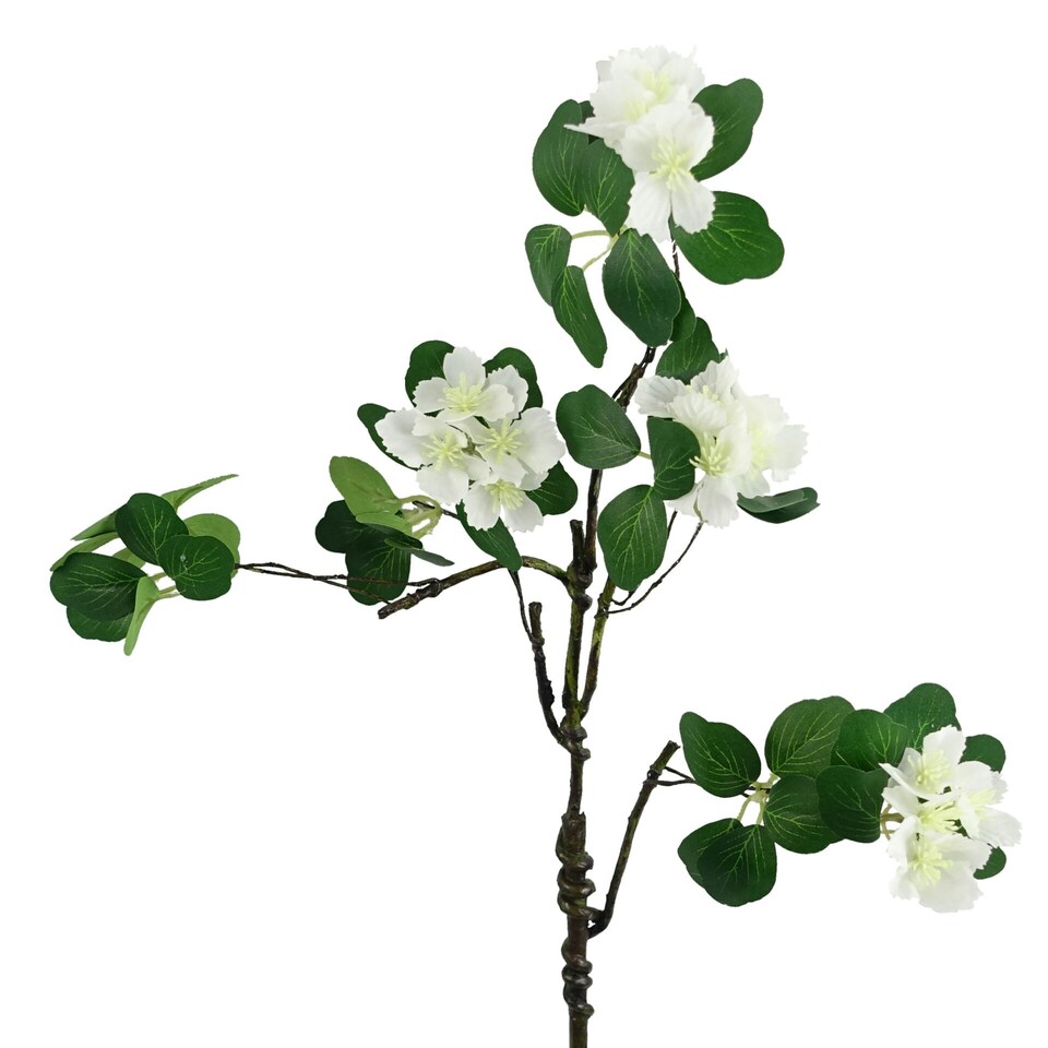 image 1 of 60cm Flower Foliage Spray - White