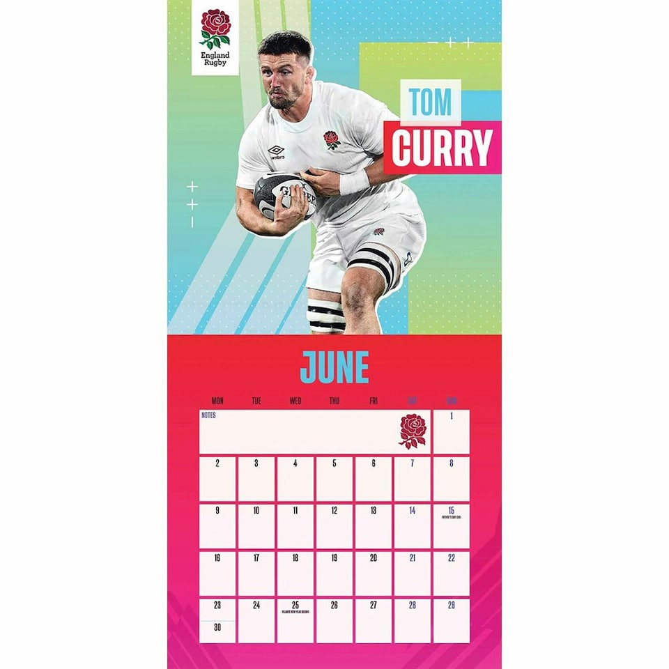 image 1 of England RFU 2025 Square Wall Calendar - Multicoloured - One Size