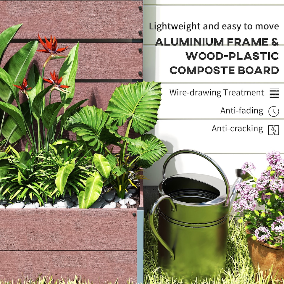 image 1 of Outsunny Raised Garden Bed with Trellis and Drainage Hole, Planter Box Grey