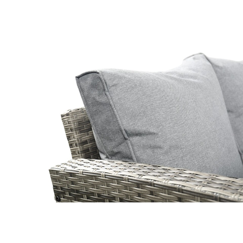 image 1 of The Conwy 8 Seat Corner Gas Firepit Rattan Dining Set - Dark Grey