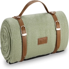 VonShef Picnic Blanket - Green Herringbone