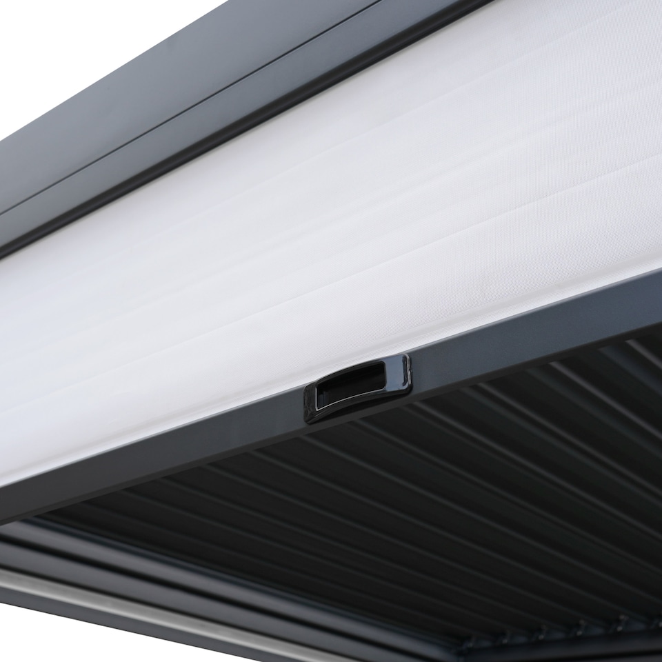 image 1 of Anthracite Aluminium Pergola With White Blinds - 3m x 3m
