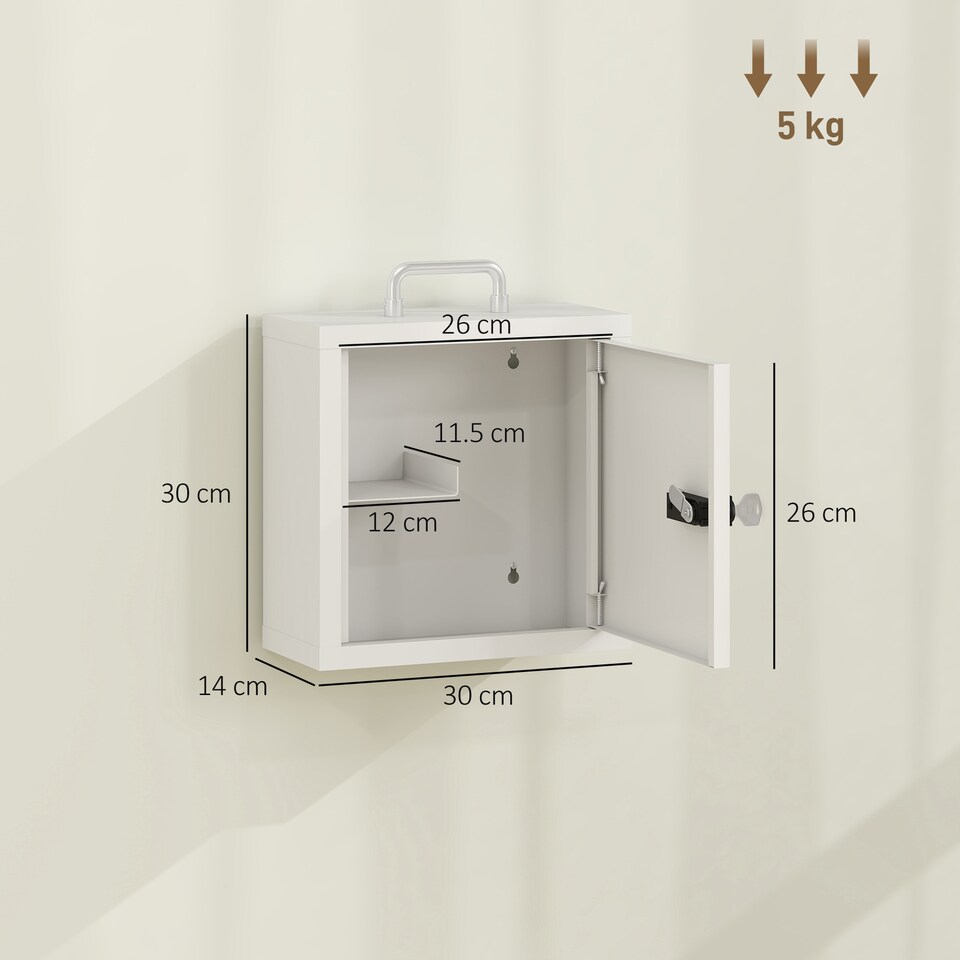 image 1 of HOMCOM Medicine Cabinet, Medical Cabinet w/ Combination and Key Lock, White