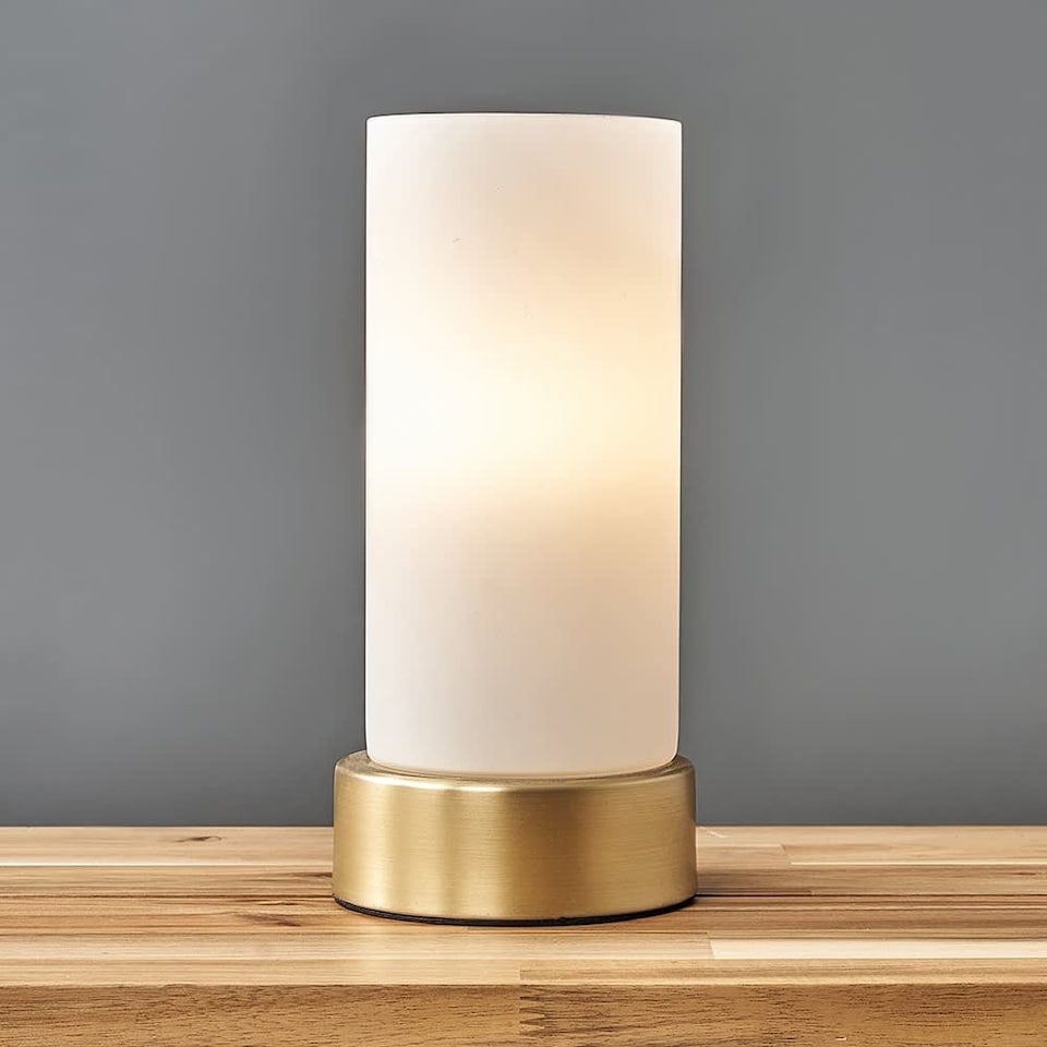image 1 of ValueLights Dimmable Brushed Gold Table Lamp and E14 Candle LED 5W Warm White 3000K Bulb