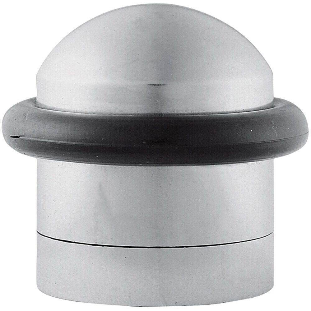 Loops Dome Topped Floor Mounted Door Stop Rubber Buffer 38mm Dia Satin Chrome