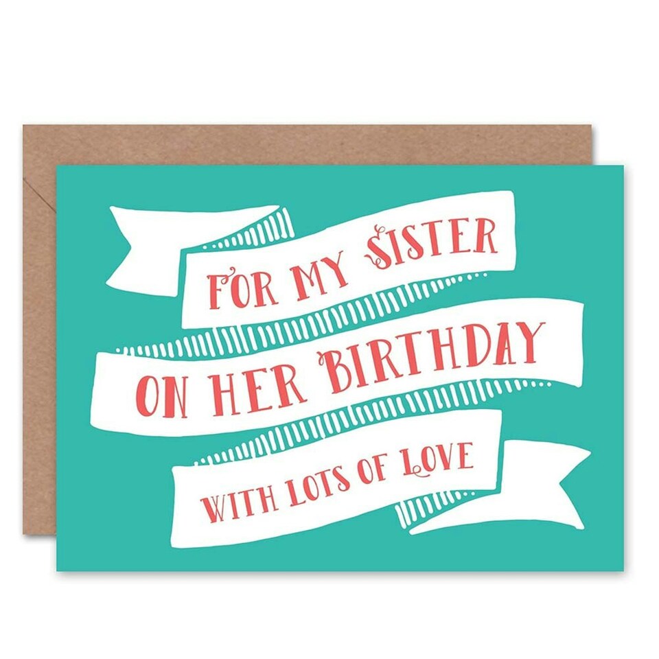 image 1 of Love Striped Scroll Design Sister Birthday Card