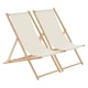 image 1 of Harbour Housewares Folding Wooden Deck Chairs - Natural - Pack of 2 | Cream | Beige