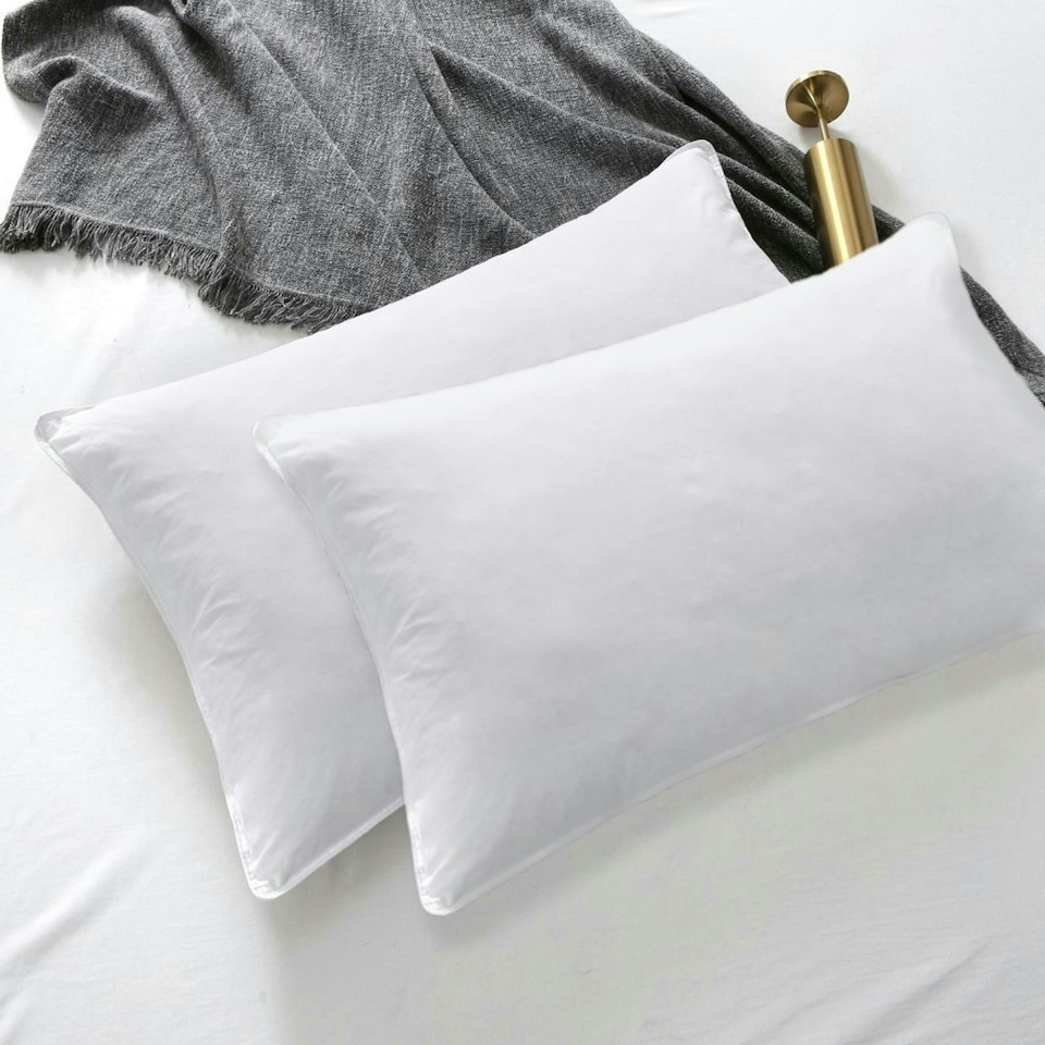 image 1 of Goose Feather & Down Pillow PAIR with Cotton Cover
