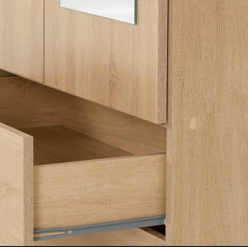 image 1 of Nevada 2 Door 1 Drawer Mirrored Wardrobe | Brown | Sonoma Oak