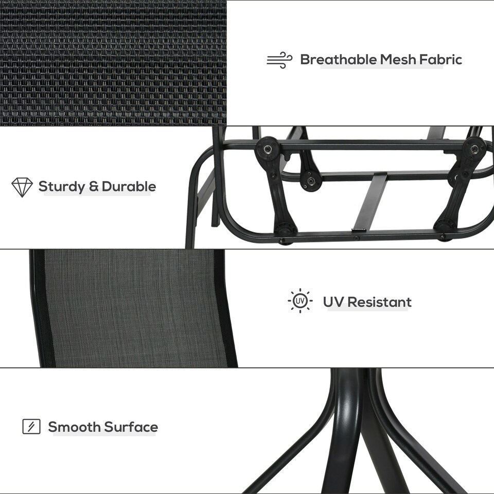 image 1 of Outsunny 3 Pcs Rocking Chair Gliding Chair Set w/ Table for Patio Garden Black