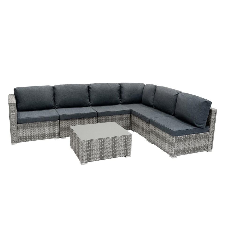 image 1 of Rattan Modular 7 Piece Furniture Set - Grey