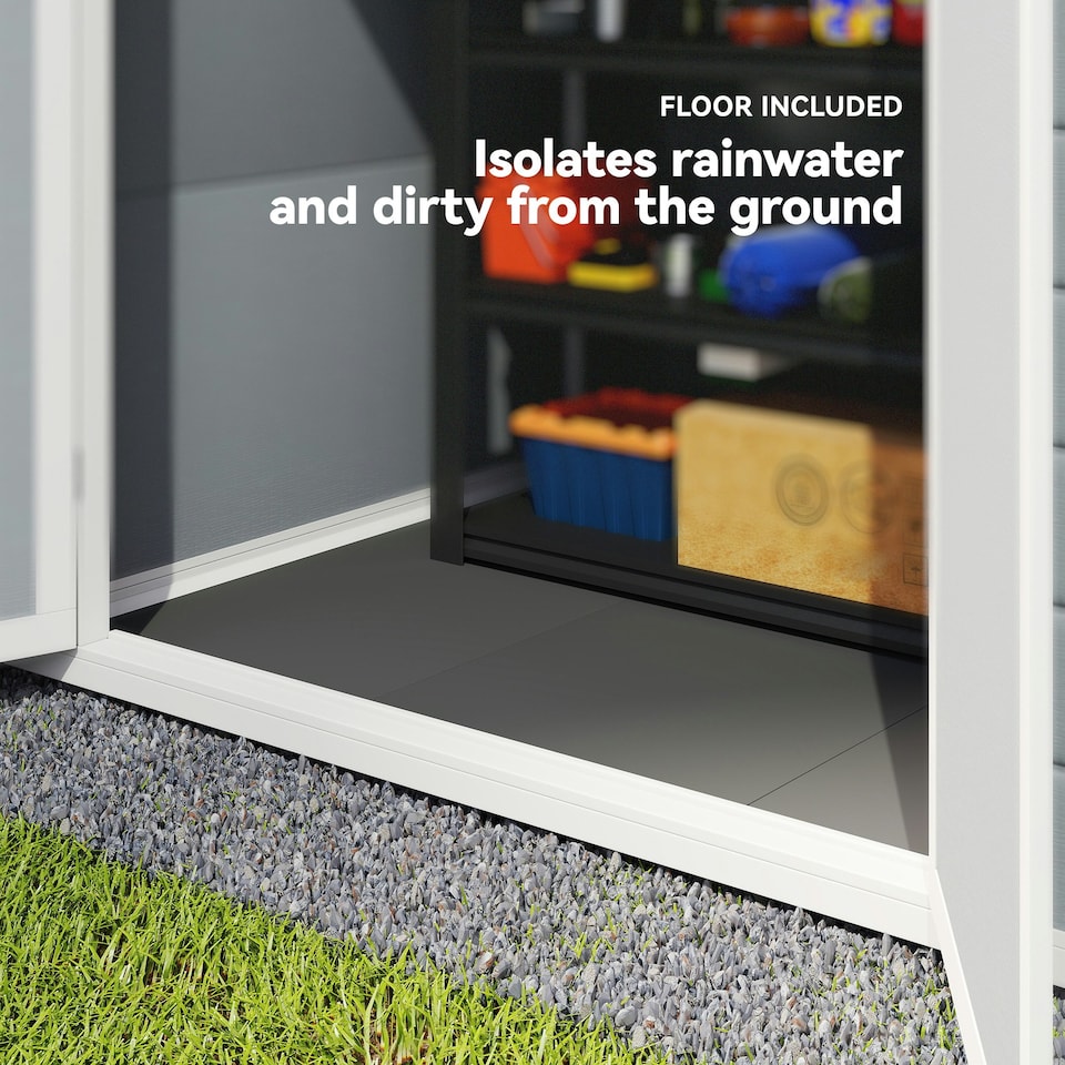image 1 of Outsunny Garden Shed 6'x4.5' Plastic Tool Storage House w/ Lockable Double Doors