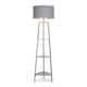 image 3 of ValueLights Grey Wooden 3 Tier Floor Standard Lamp with Storage Shelves- Grey/Copper Shade + LED Bulb