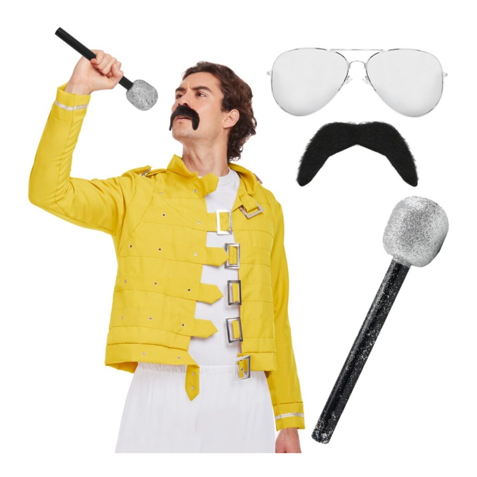 80's Rock Star Costume Set 4 Pcs | Multi | One Size