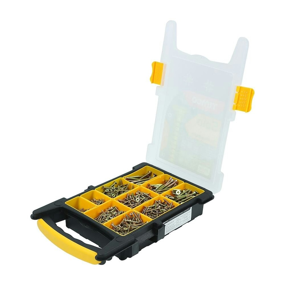 image 1 of Timco - Solo Chipboard & Woodscrews - Mixed Tray - PZ - Double Countersunk - Yellow (Size 1200pcs - 1200 Pieces)