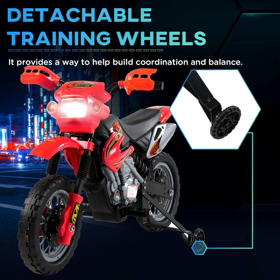 image 1 of HOMCOM 6V Kids Electric Motorbike Motorcycle Ride On for 3-6 Years Red