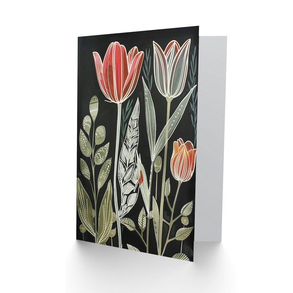 image 1 of Floral Botanical Simple Bold Leaves Elegant Her Birthday Card