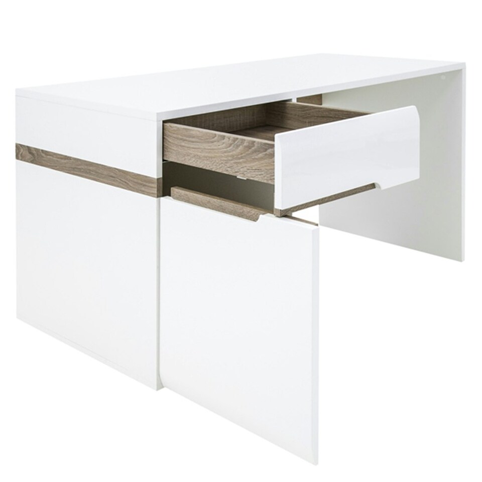 image 1 of Chelsea Bedroom Desk/Dressing Table in White with a Truffle Oak Trim