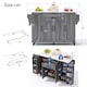 image 7 of VILUXE Mobile Kitchen Island with Foldable Worktop, Hidden Cutlery Drawer, Large Drawer, Adjustable Shelves, Door Racks, Towel Rack, Spice Rack and 5 Wheels, Grey
