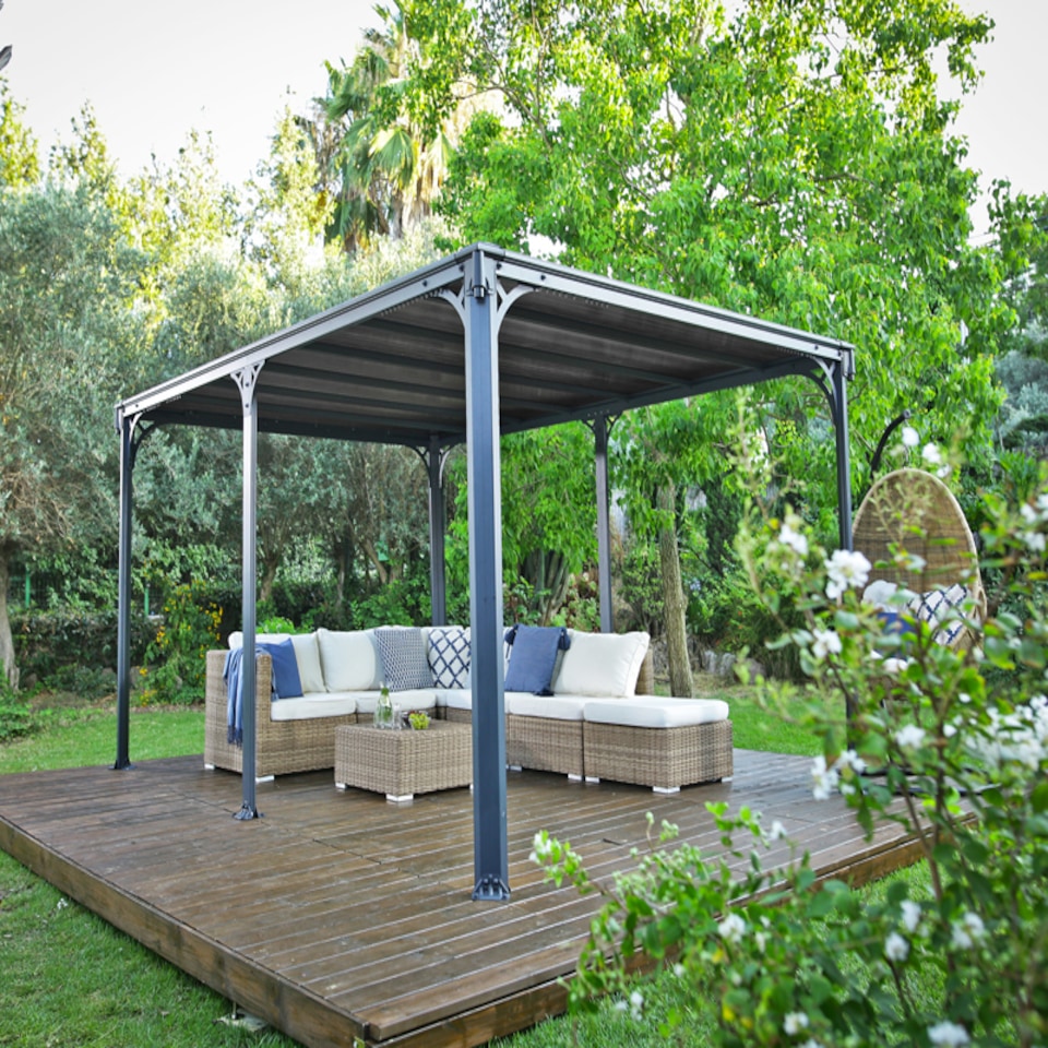 image 1 of Milano 4300 Garden Gazebo Grey Bronze - Polycarbonate - L426 x W309 x H225 cm - Grey