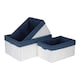 image 1 of Set of 3 Paper Rope Rectangular Storage Basket with Navy Blue Cotton Lining | Blue | Blue | Not provided