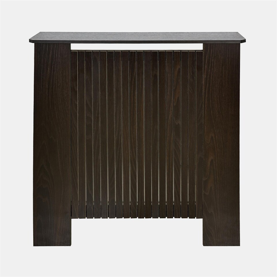 image 1 of OHS Ribbed Small Radiator Cover Slatted Engineered Wood | Brown | Dark Brown Wood