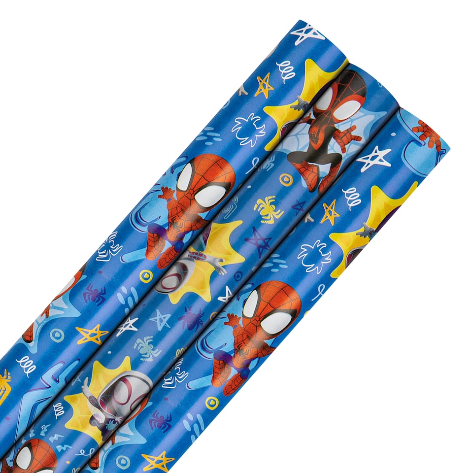 image 1 of Hallmark 6M Wrapping Paper - 3 X 2M Rolls - Marvel Spidey And Friends Design