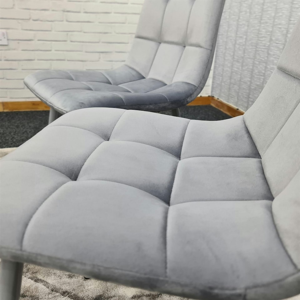 image 1 of Dining Chairs Set of 2 Grey Velvet Kitchen Chairs Grey