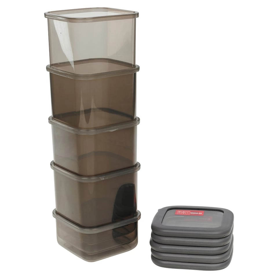 image 1 of 5Pc Airtight Stackable Food Storage Container Kitchen Set BPA Free Cupboard Pack